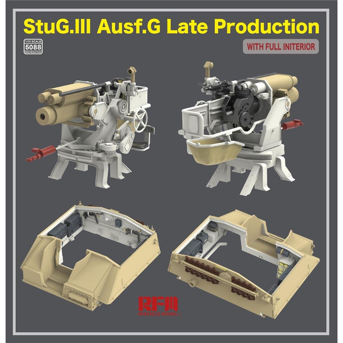 RFM 5088 1/35 Ölçek StuG.III Ausf.G, Geç Dönem Tankı, İç Detaylı, Plastik Model Kiti
