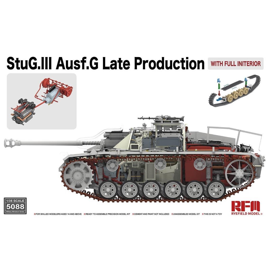RFM 5088 1/35 Ölçek StuG.III Ausf.G, Geç Dönem Tankı, İç Detaylı, Plastik Model Kiti