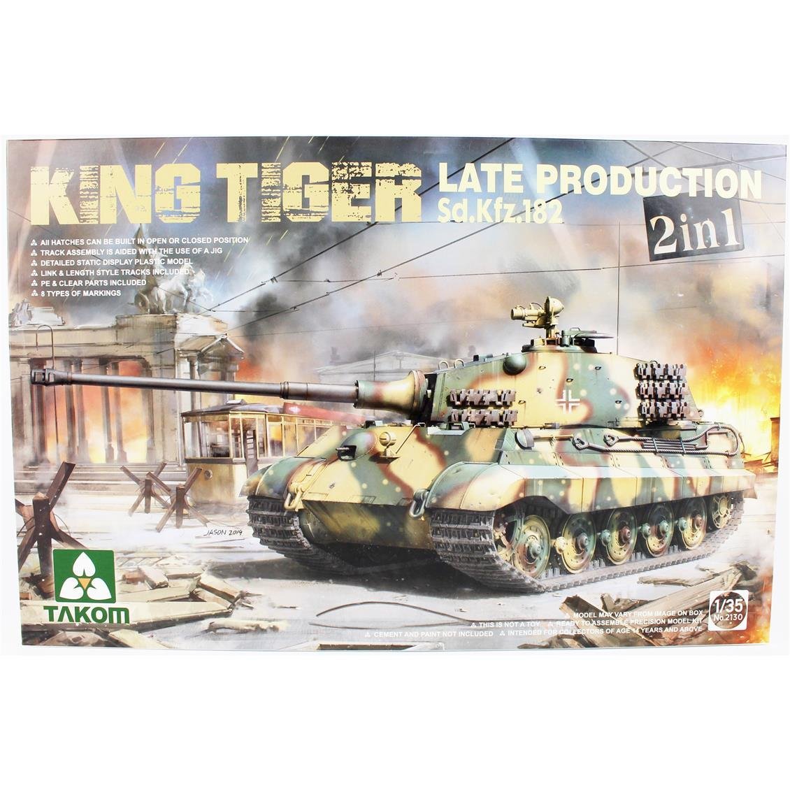 Takom 2130 1/35 Ölçek, Alman Ağır Tankı, Sd.Kfz.182 King Tiger,  Late Production (2 in 1), Plastik Model Kiti