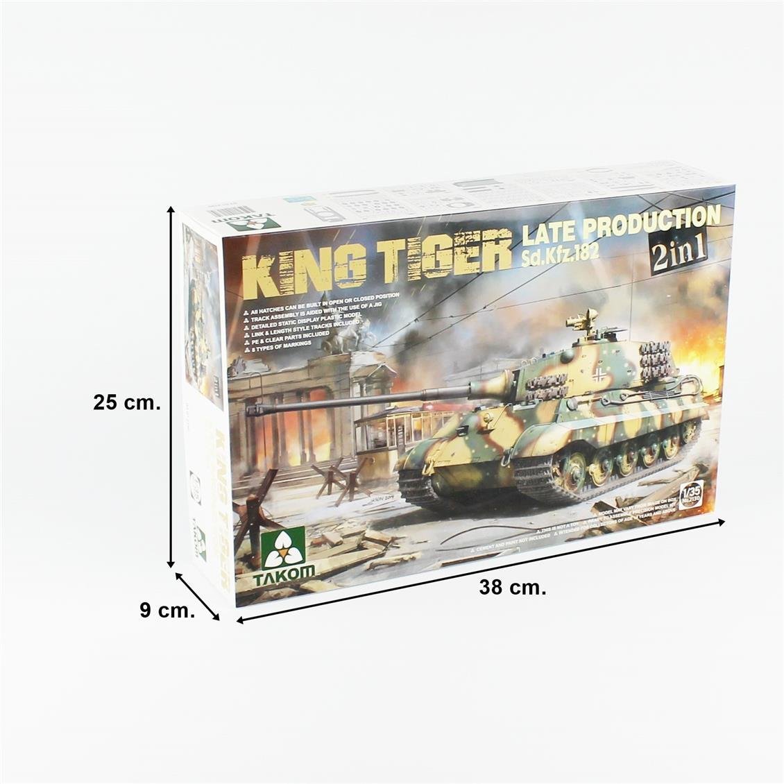 Takom 2130 1/35 Ölçek, Alman Ağır Tankı, Sd.Kfz.182 King Tiger,  Late Production (2 in 1), Plastik Model Kiti
