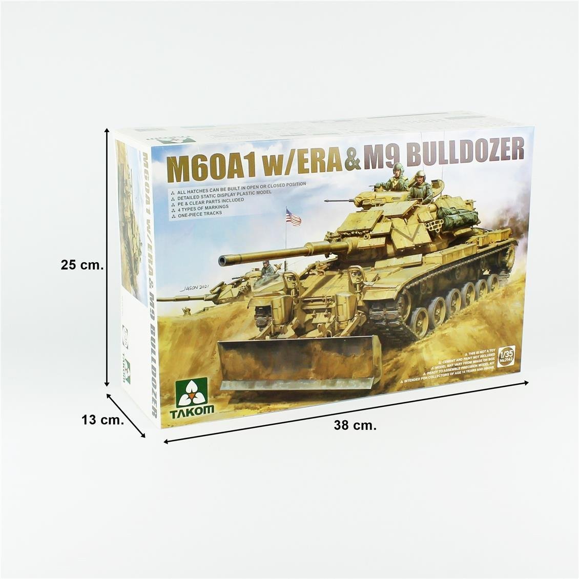 Takom 2142 1/35 Ölçek, M60A1 Tankı ve ERA ve M9 Buldozer, Plastik Model Kiti