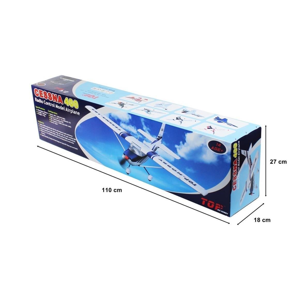TopRC 003C Cessna 182, 400 Class, Mavi, LED Işıklı, Brushless 1200KV Motorlu, 30A ESC, 11.1V 1300 Mah Li-Po Pilli, 4 Kanall