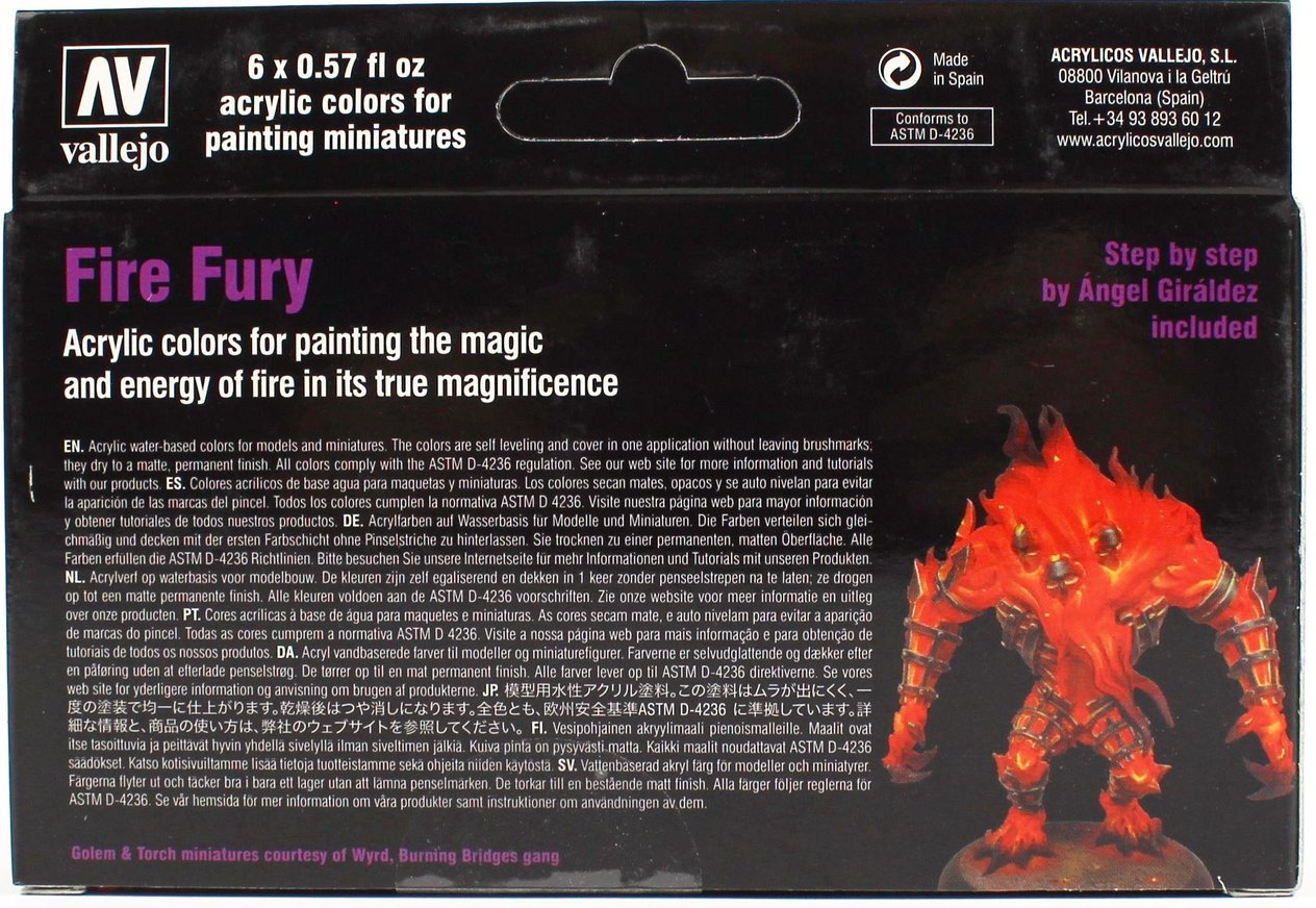Vallejo 70243 6x17 ml. Fire Fury by Angel Giraldez, Model Color Serisi Model Boyası Seti