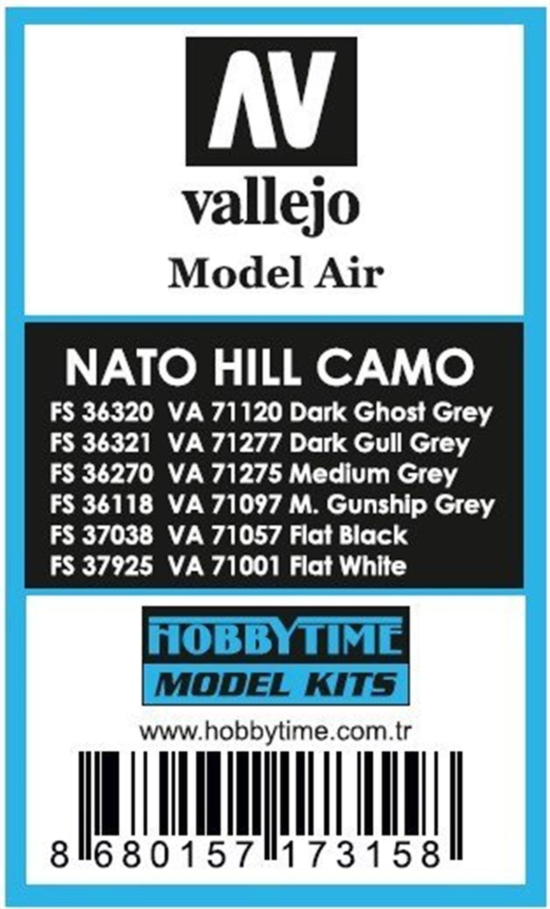 VALLEJO MODEL AIR-NATO HILL 2 CAMO BOYA SETİ -6 AD