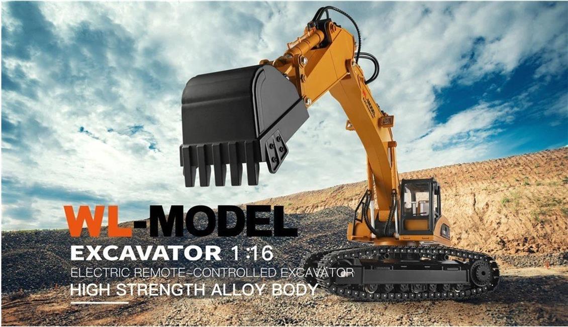 Wltoys 16800 1/16 Metal Şase,Metal Paletli,Duman Jeneratörlü 23 Kanal R/C Excavator