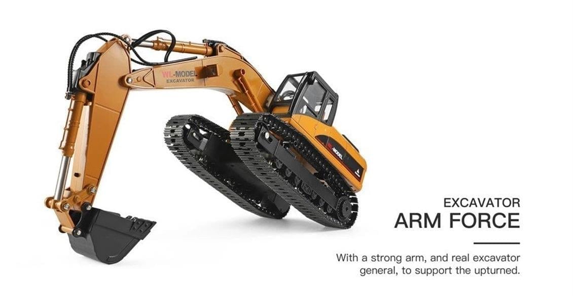 Wltoys 16800 1/16 Metal Şase,Metal Paletli,Duman Jeneratörlü 23 Kanal R/C Excavator