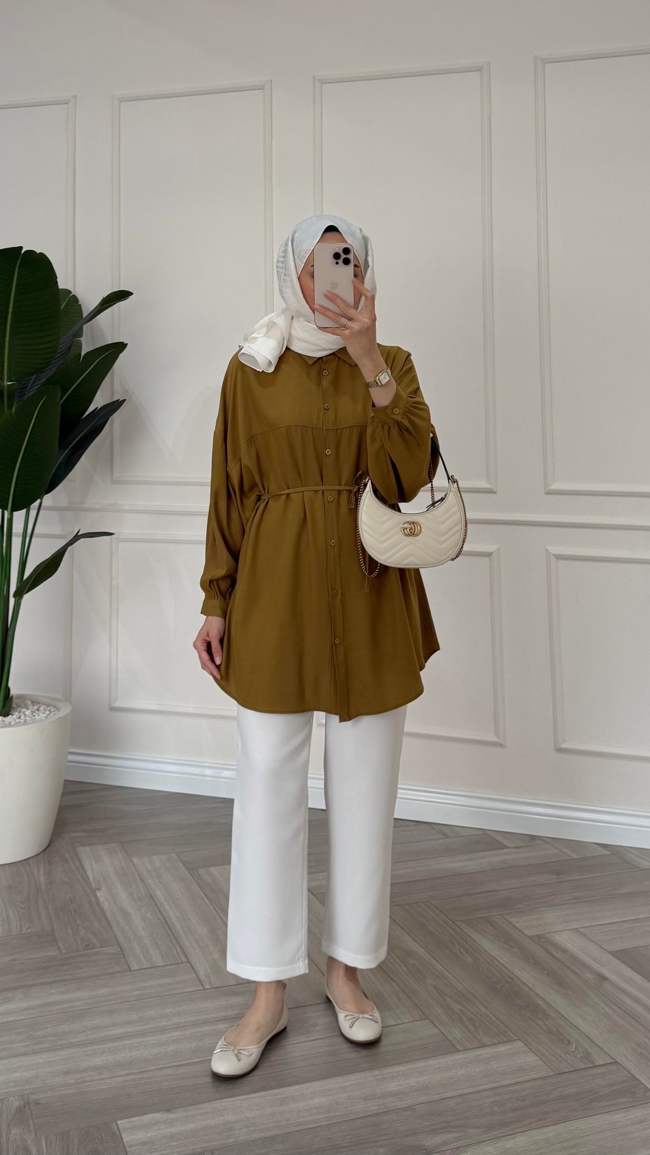 Else Premium Tencel Gömlek Yağ Yeşili 