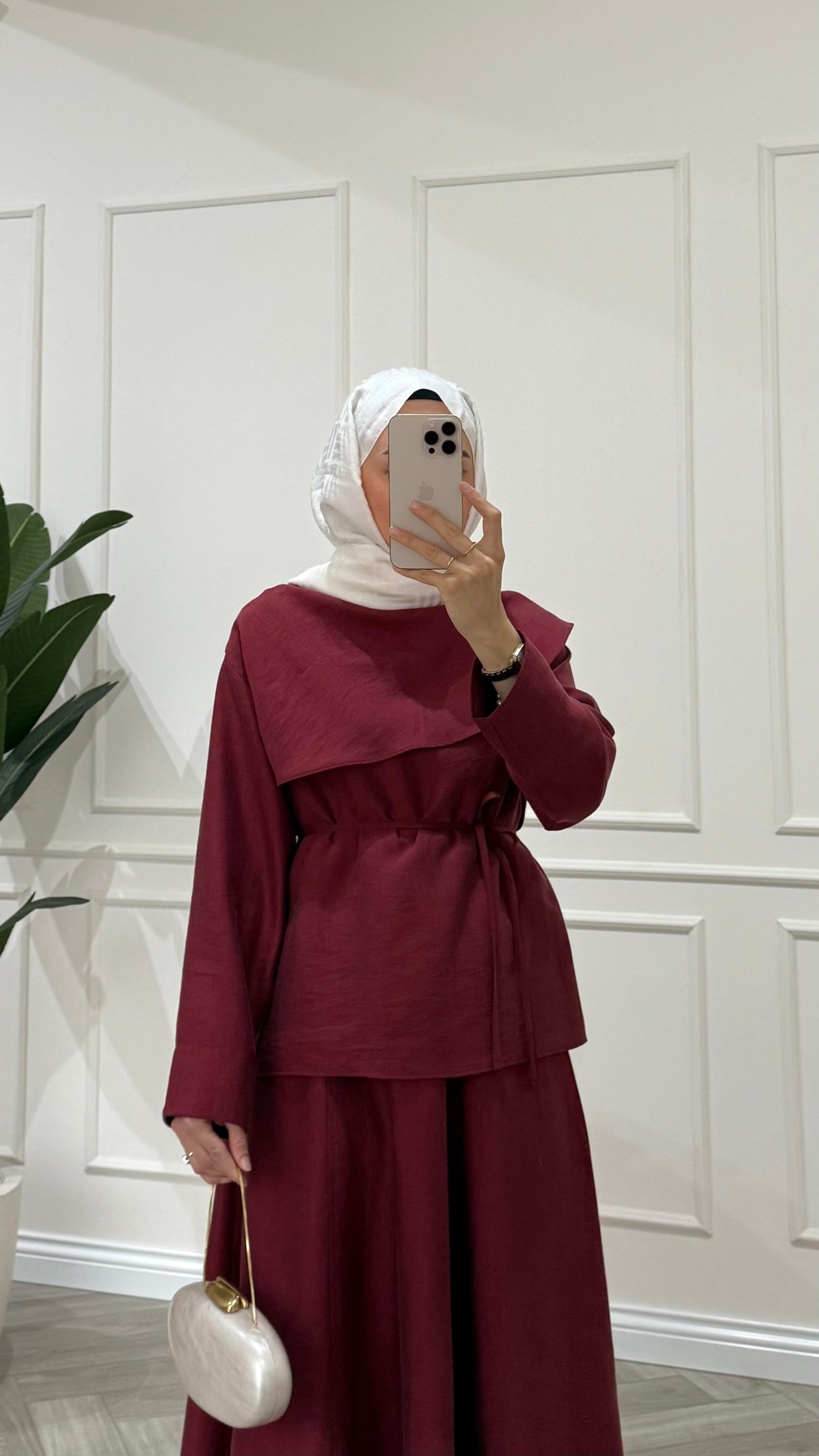Pelerin Detaylı Etek Bordo