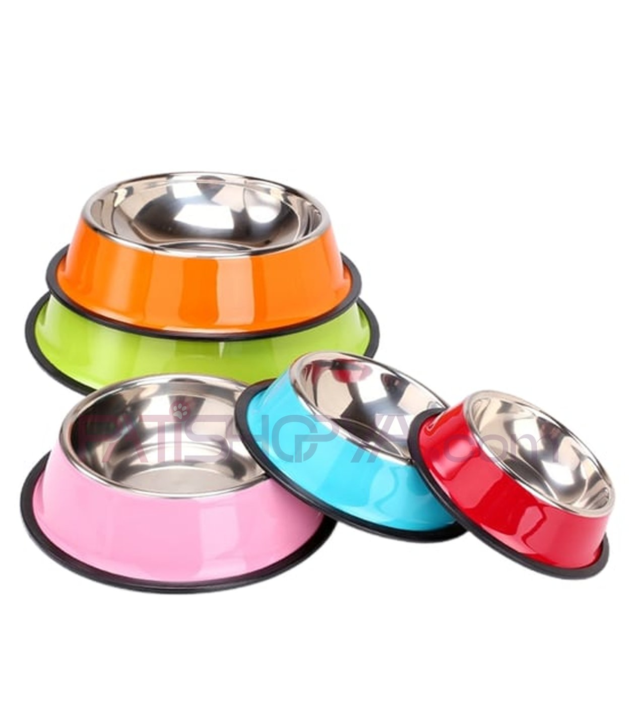 PATİSHOPYA RENKLİ PARLAK PASLANMAZ METAL MAMA KABI 22 CM 