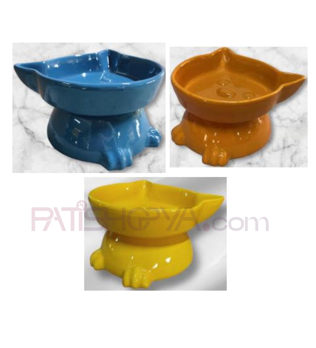PATİSHOPYALüx Kulaklı Seramik Mama Kabı Ayaklı