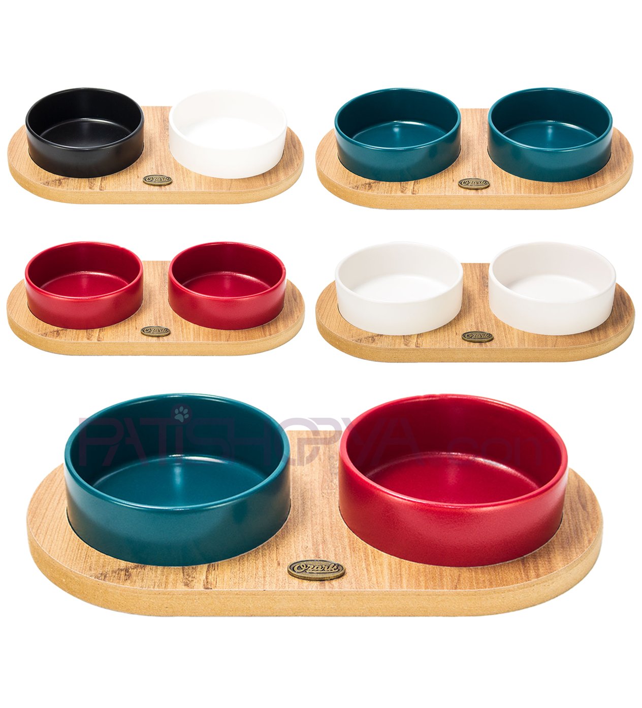 PATİSHOPYAOZARK 2'Lİ OVAL SERAMİK MAMA VE SU KABI SETİ 1 ADET (KUTULU)