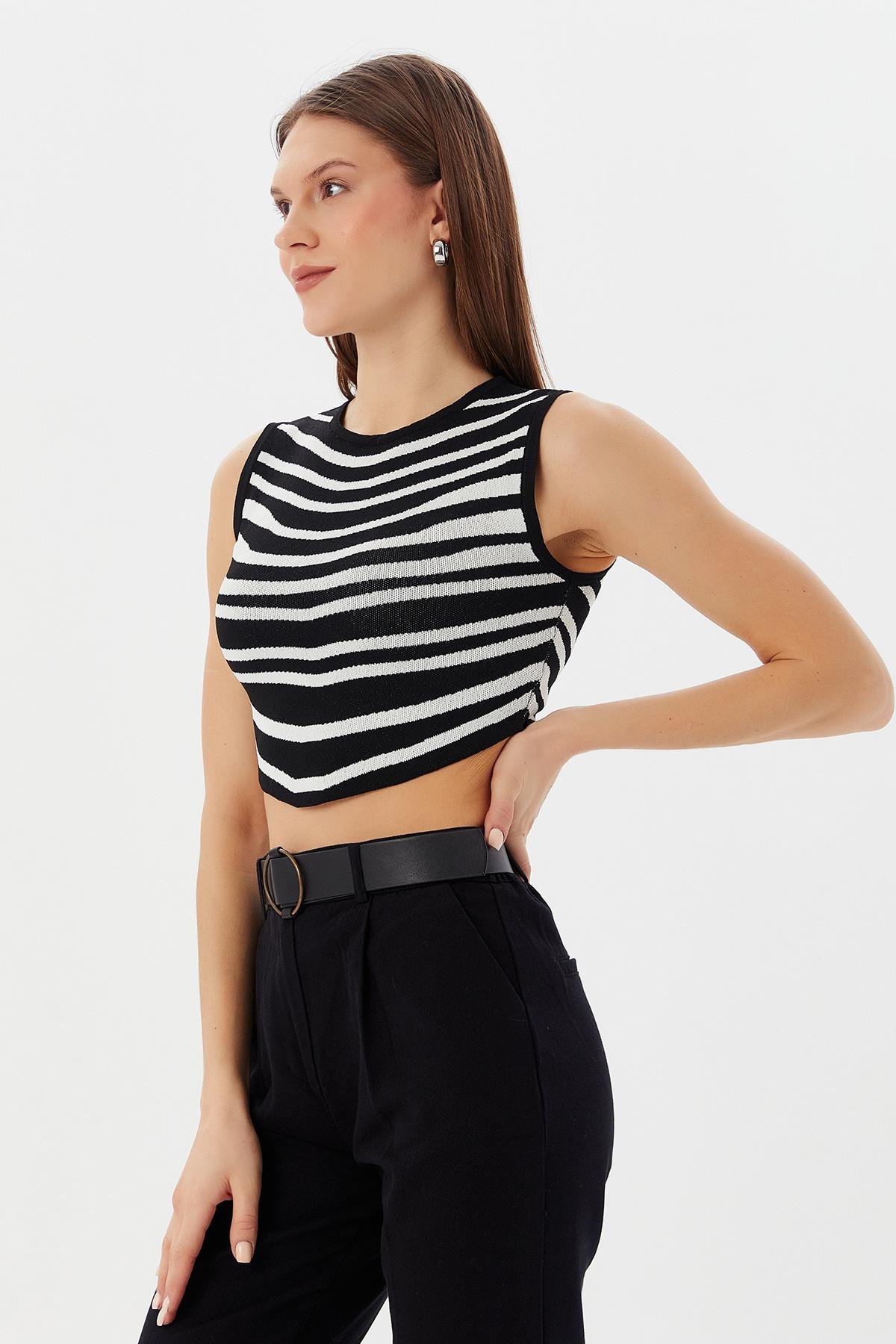 Zebra Desenli Bantlı Triko Atlet