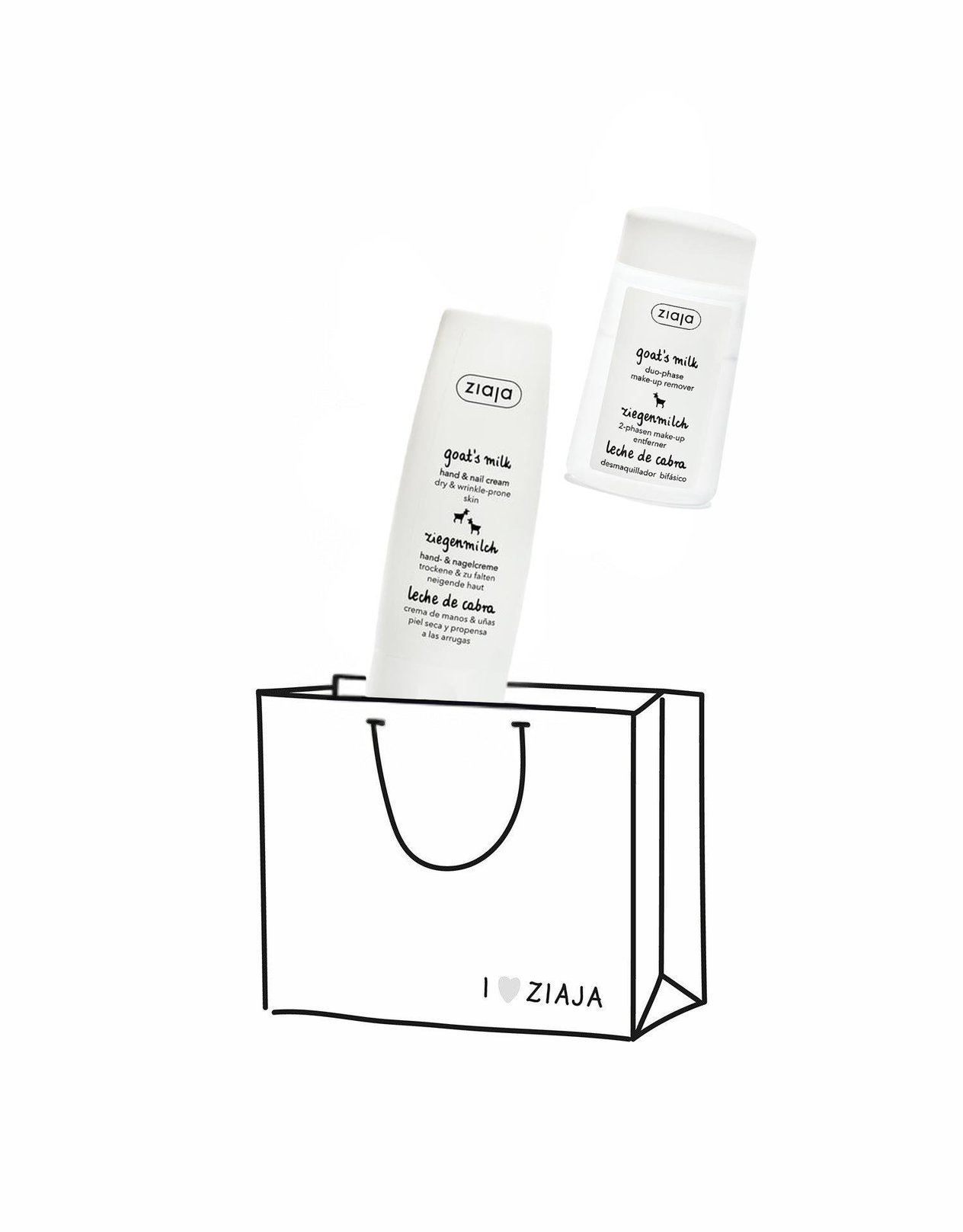 ZIAJASHOP - Ziaja - Keçi Sütü El ve Tırnak Kremi 80ml + Çift Fazlı Makyaj Temizleme 120ml 2li Avantaj Paket