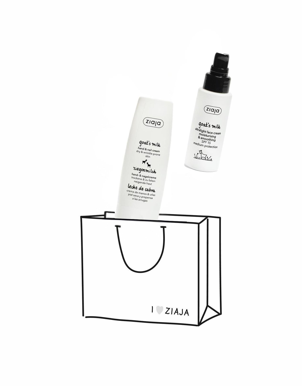 ZIAJASHOP - Ziaja - Keçi Sütü El ve Tırnak Kremi 80ml +  Ultralight SPF 15 Yüz Kremi 50ml 2li Avantaj Paket
