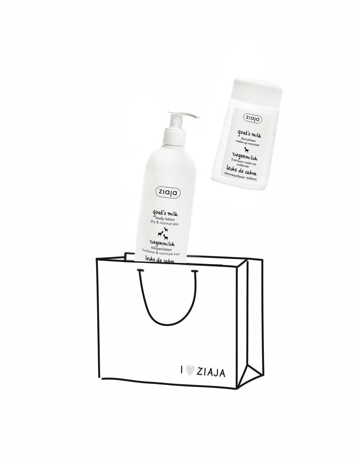 ZIAJASHOP - Ziaja - Keçi Sütü Vücut Losyonu 400ml + Çift Fazlı Makyaj Temizleme 120ml 2li Avantaj Paket