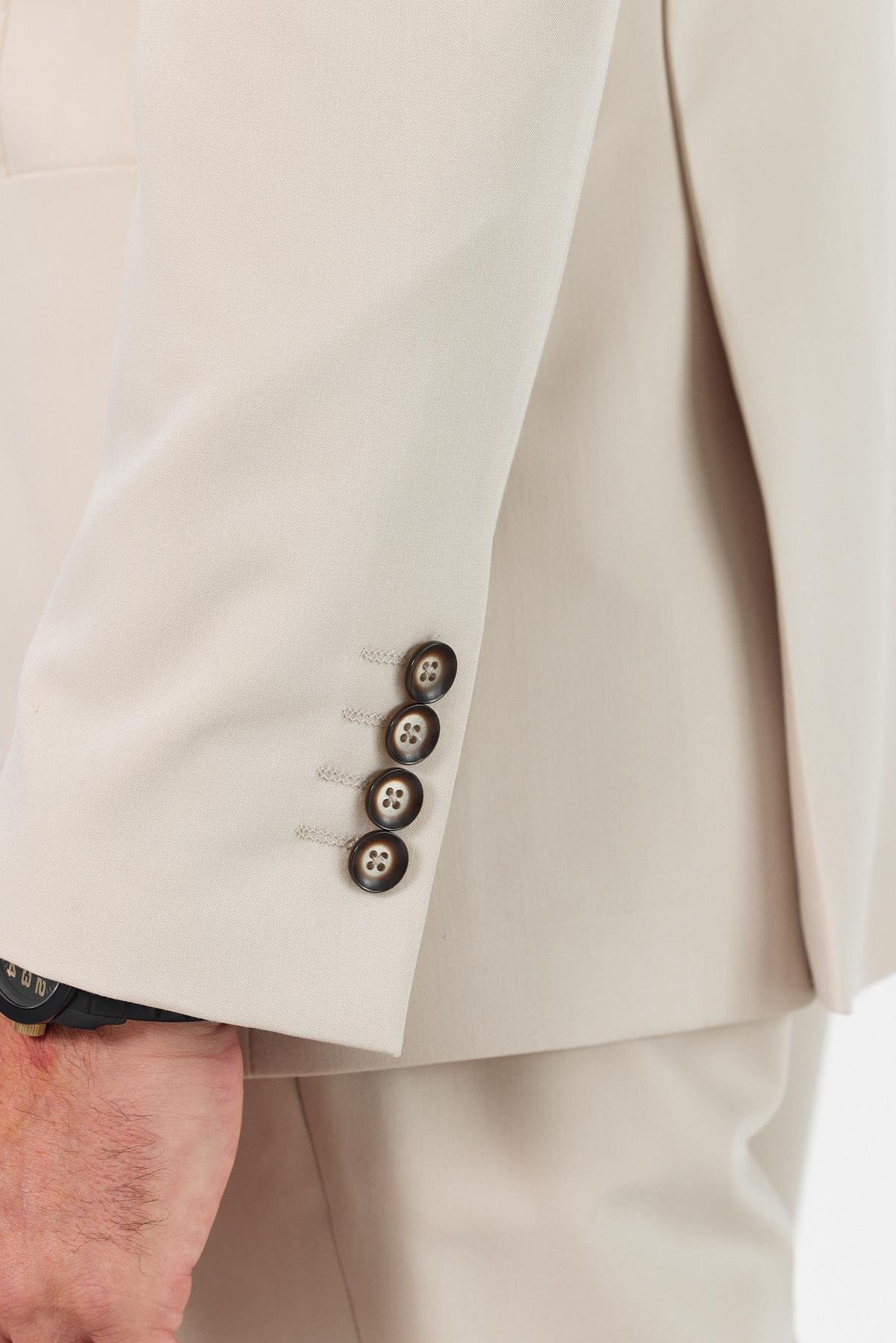 Exclusive Kahve Kruvaze Takım Elbise Slimfit Kırlangıç Yaka 