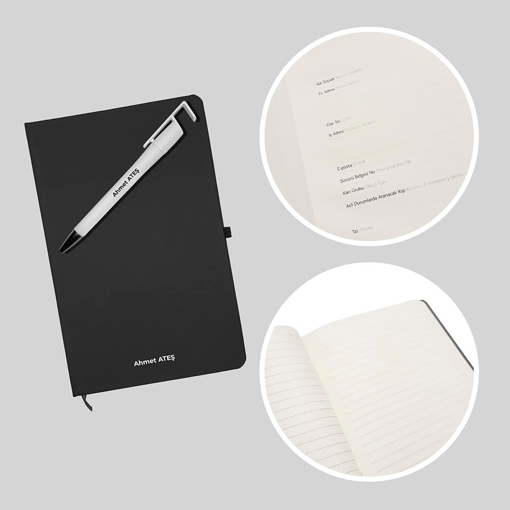 İsimli Defter ve Kalem Seti - Siyah
