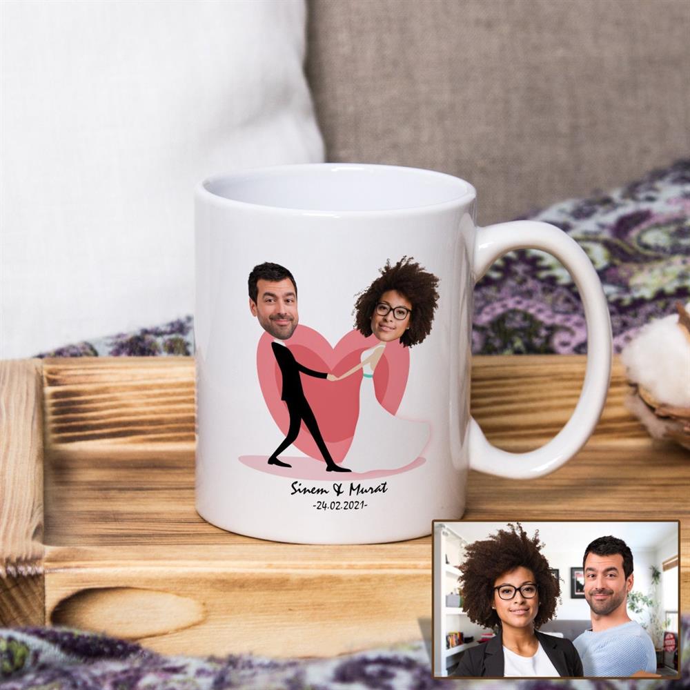 Karikatür Kupa Gelin ve Damat