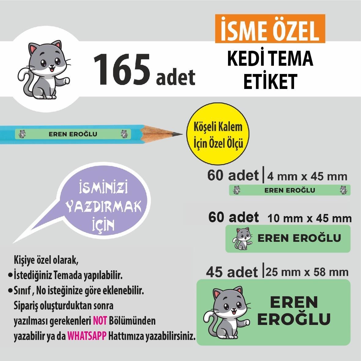 KEDİ TEMA OKUL ETİKETİ