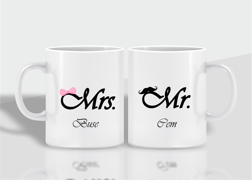 Mrs & Mr 2 Adet Beyaz Kupa - 2
