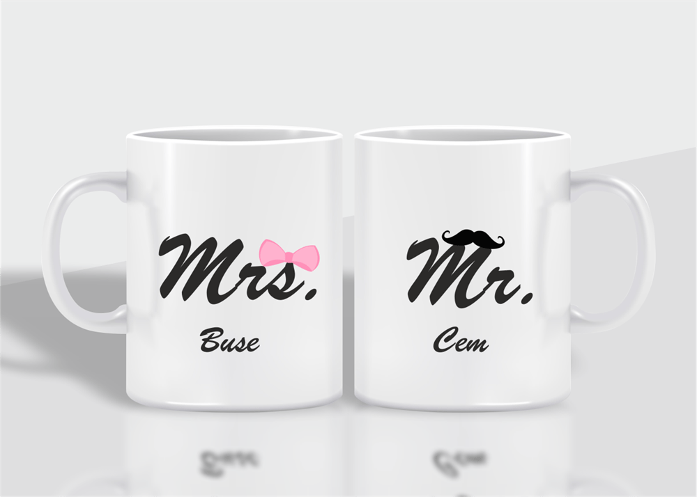 Mrs & Mr 2 Adet Beyaz Kupa