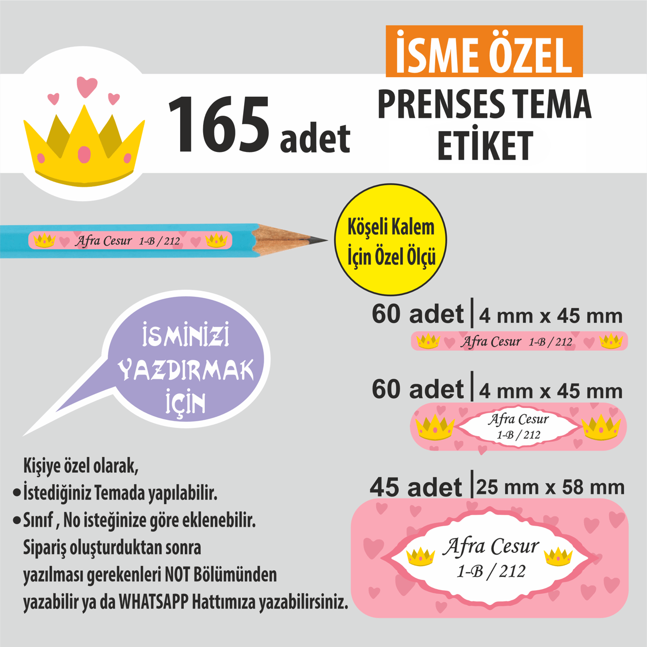 PRENSES TEMA OKUL ETİKETİ
