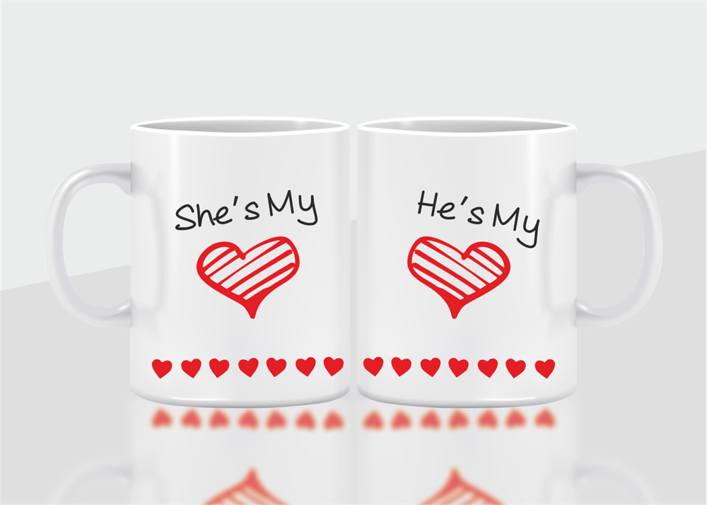 She & He 2 Adet Beyaz Kupa