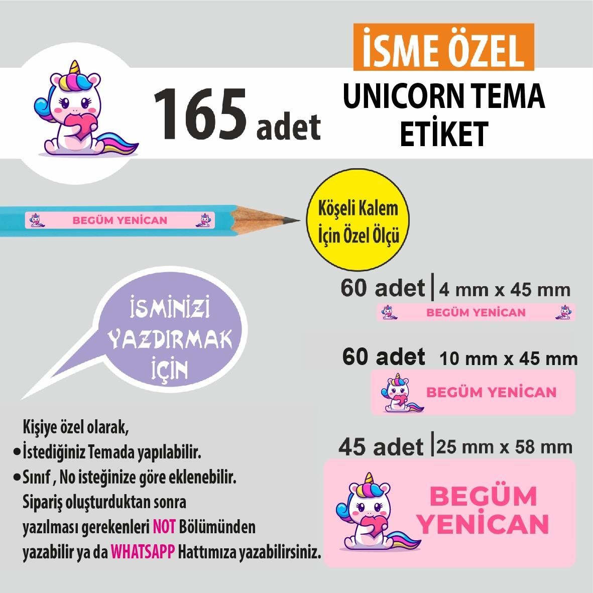 UNICORN TEMA OKUL ETİKETİ