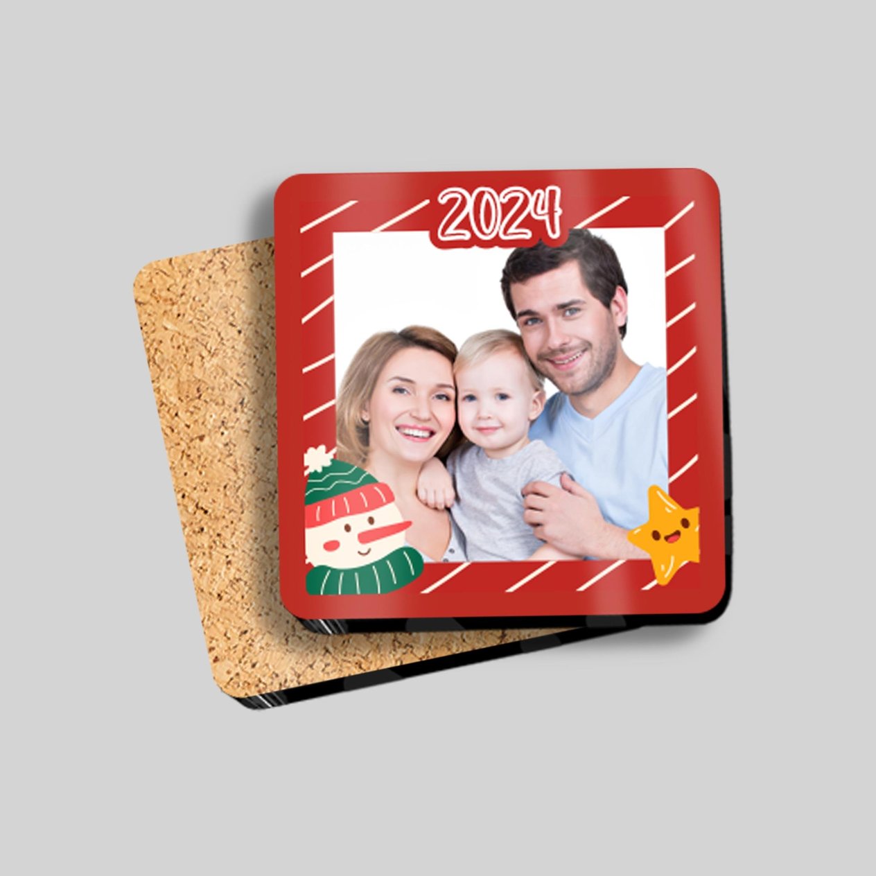 Yılbaşı Ahşap Bardak Altlığı 1