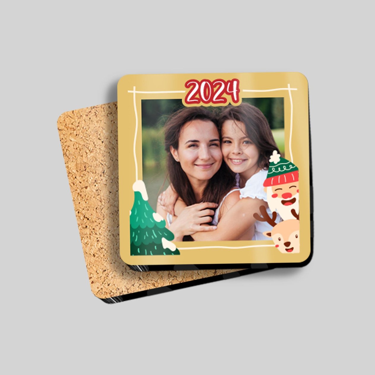 Yılbaşı Ahşap Bardak Altlığı 2