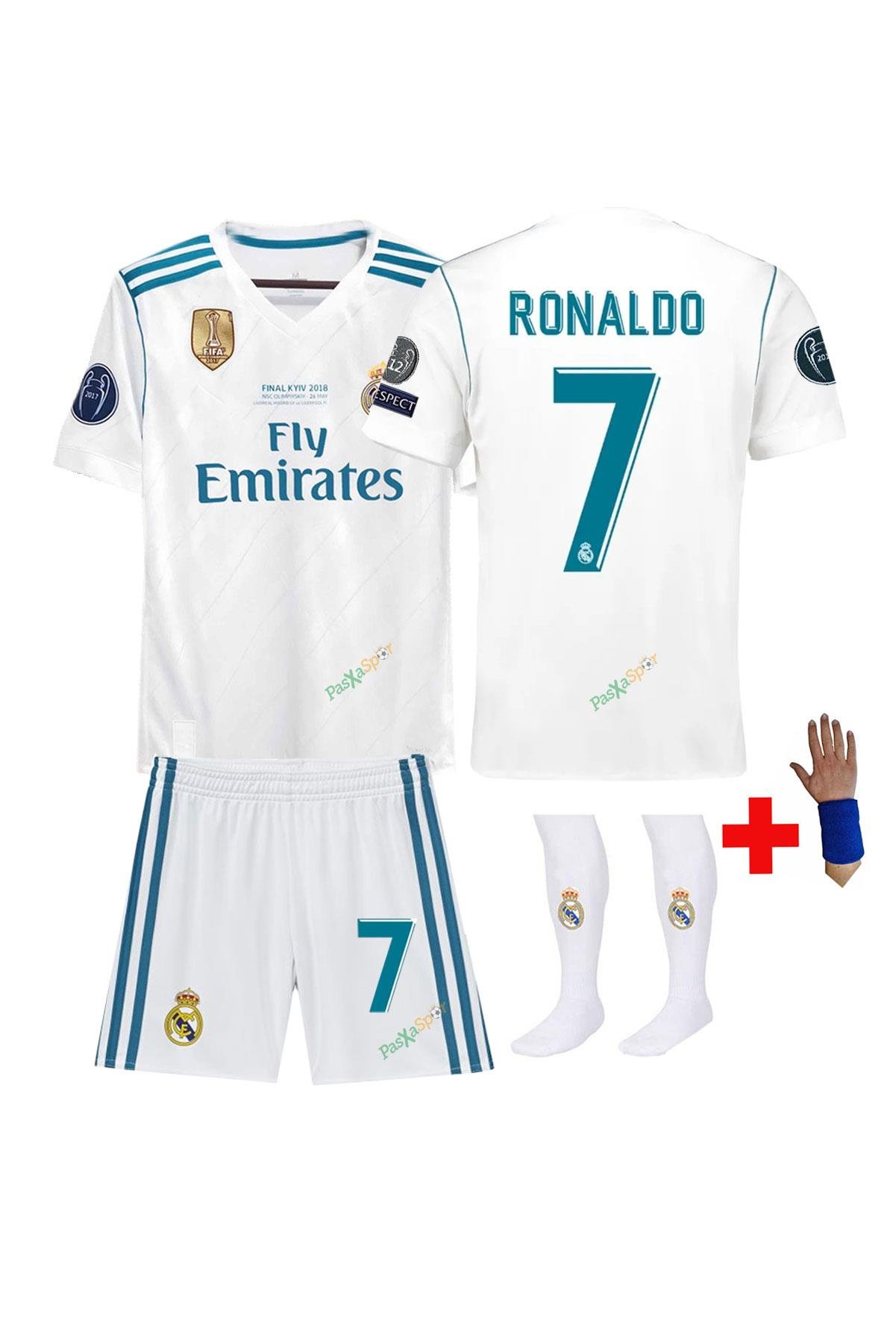 Real Madrid 2018 Ronaldo Çocuk Forması Şort Çorap Bileklik Hediyeli