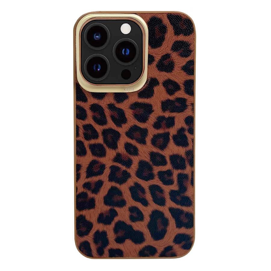 Apple iPhone 13 Pro Kılıf Kajsa Glamorous Serisi Leopard Combo Kapak