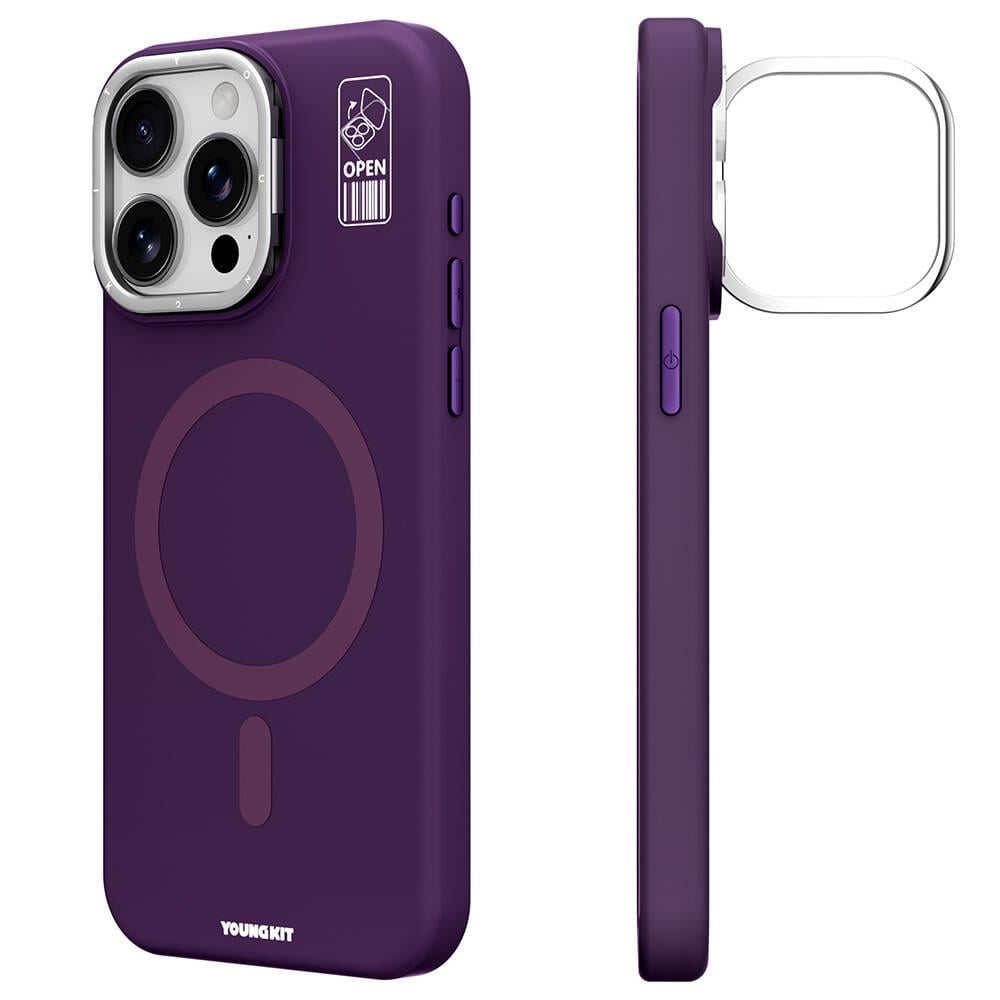 Apple iPhone 14 Pro Kılıf Magsafe Şarj Özellikli Kamera Standlı Silikon Youngkit Bitty Cream Kapak