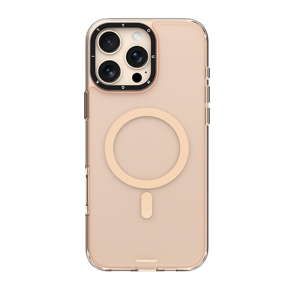 Apple iPhone 16 Pro Max Kılıf M-safe Şarj Özellikli Cam Arka Yüzey TPU Youngkit Gemstone Clear Serisi Kapak