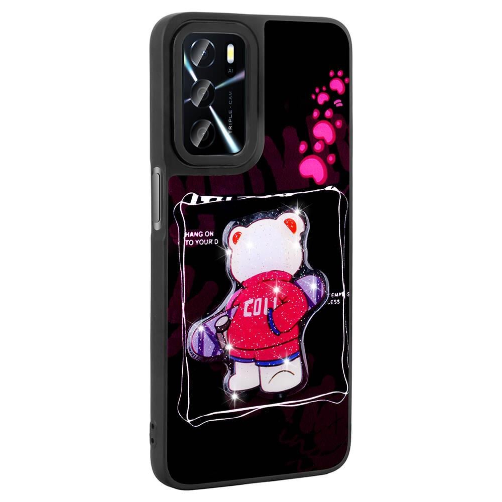 Oppo A54 4G Kılıf Parlayan Kabartmalı İkonik Figürlü Zore Amas Silikon Kapak