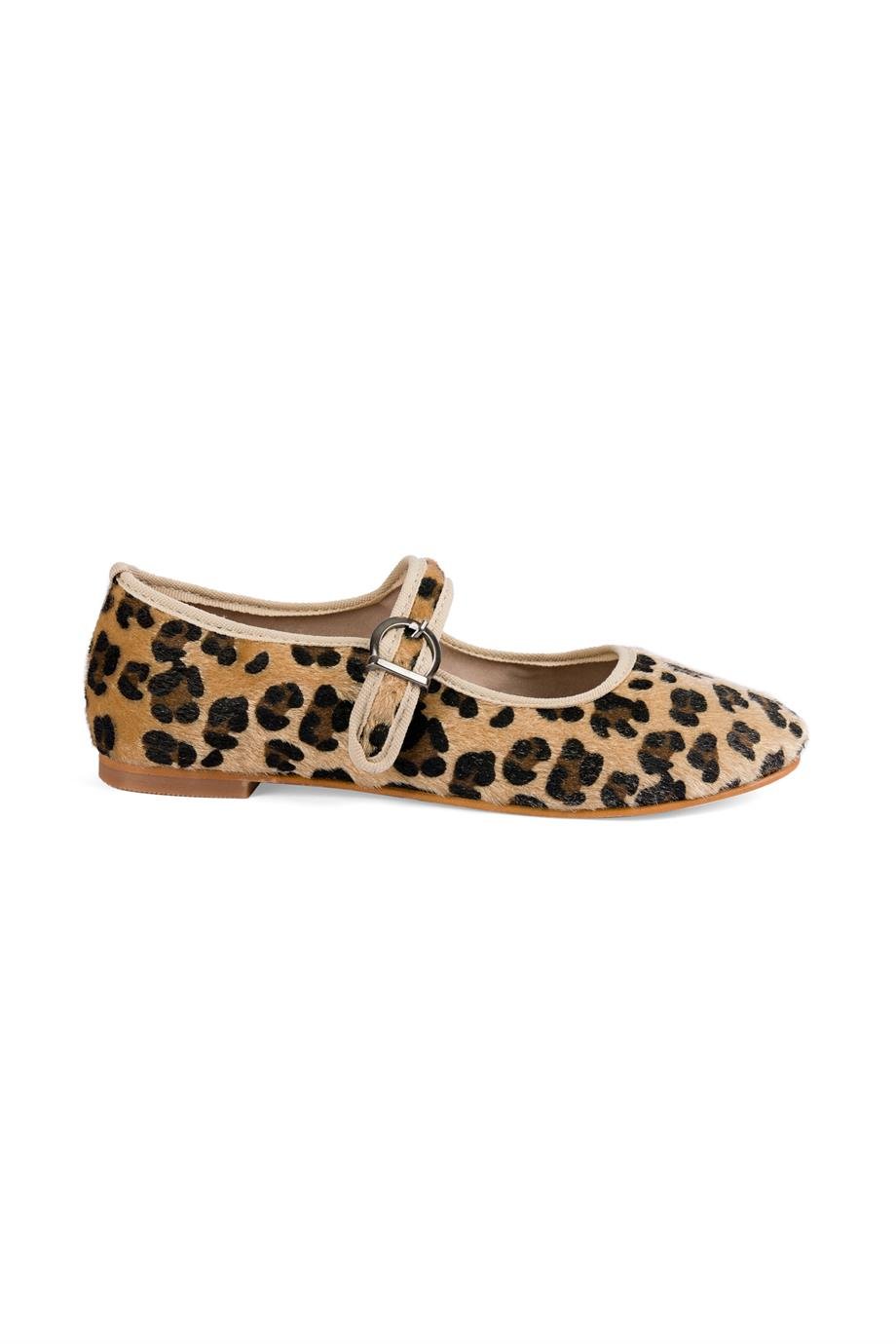Begüm-Leopard Mary Jane Flats-Light
