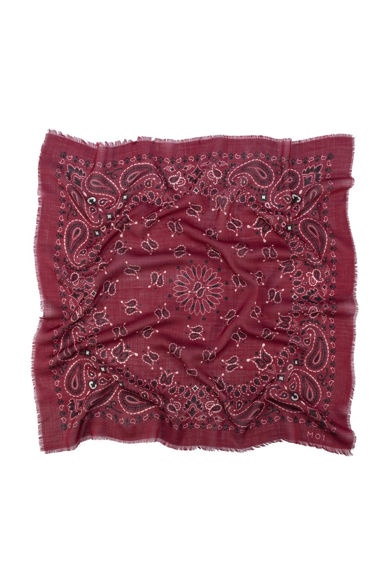The Printed Shawl – Silk & Wool Blend(Burgundy)