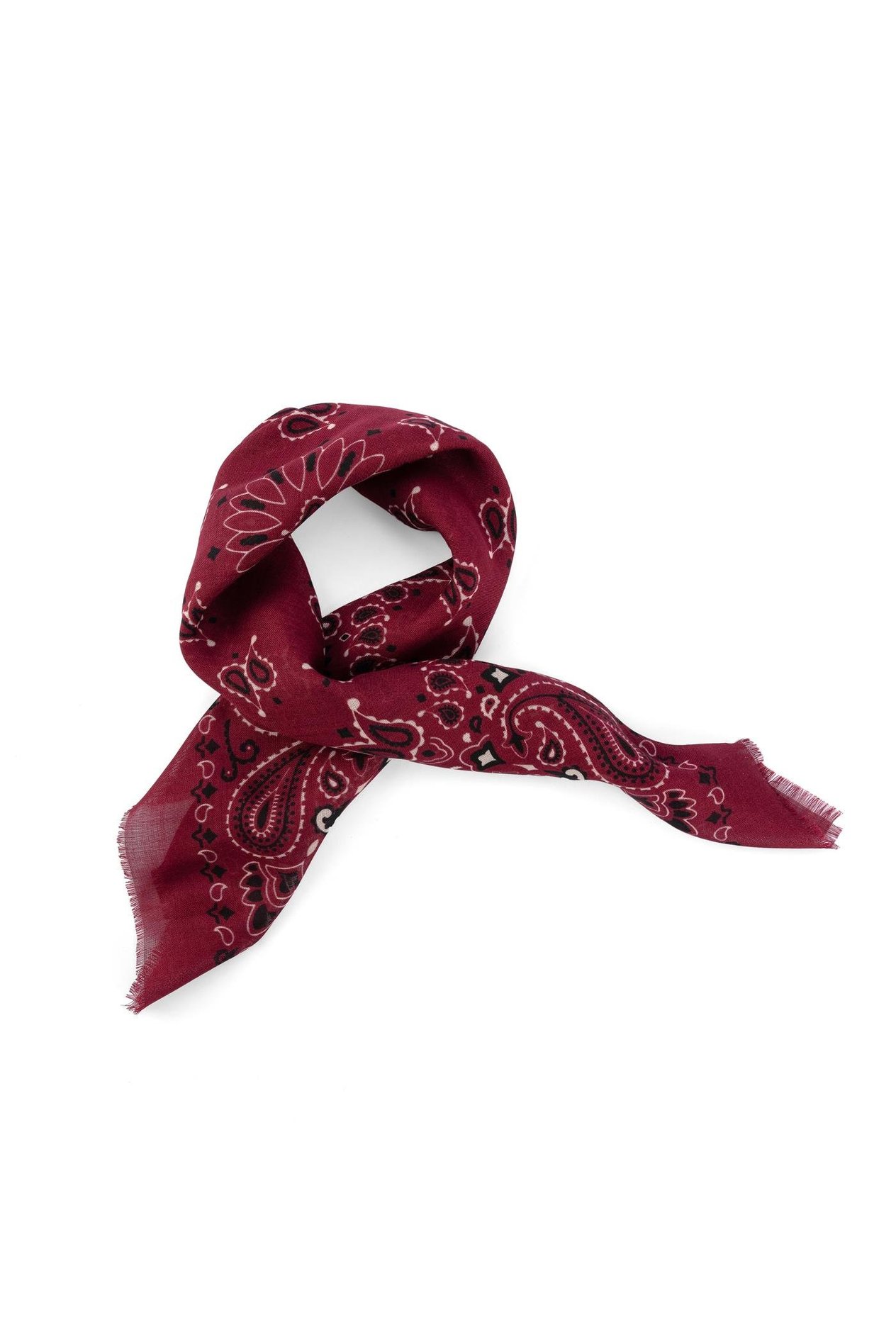 The Printed Shawl – Silk & Wool Blend(Burgundy)