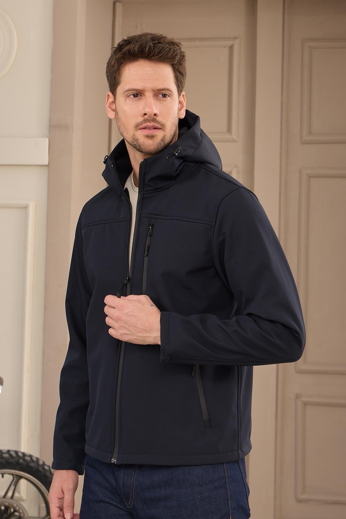 MONTDangerErkek Su Geçirmez Rüzgar Geçirmez Softshell Mont Lacivert