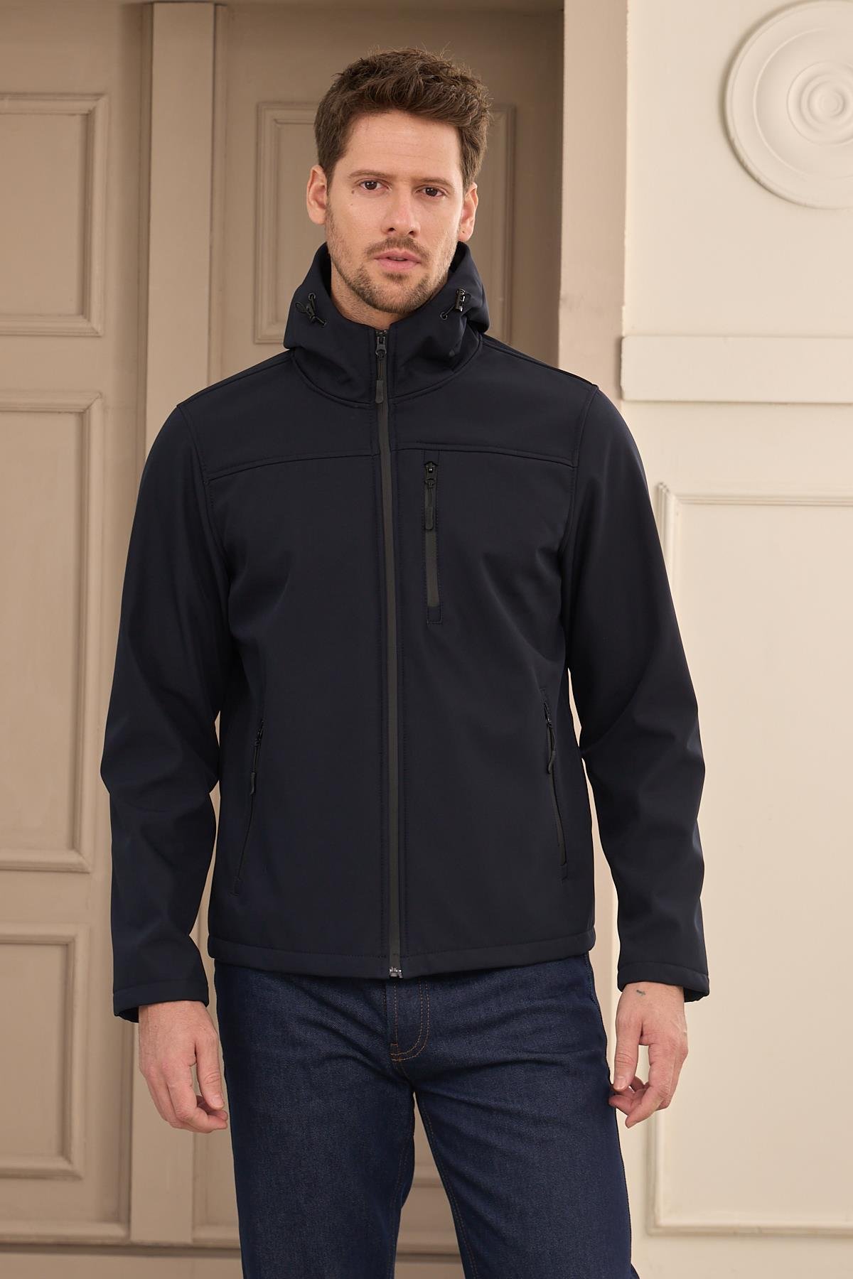 MONTDangerErkek Su Geçirmez Rüzgar Geçirmez Softshell Mont Lacivert