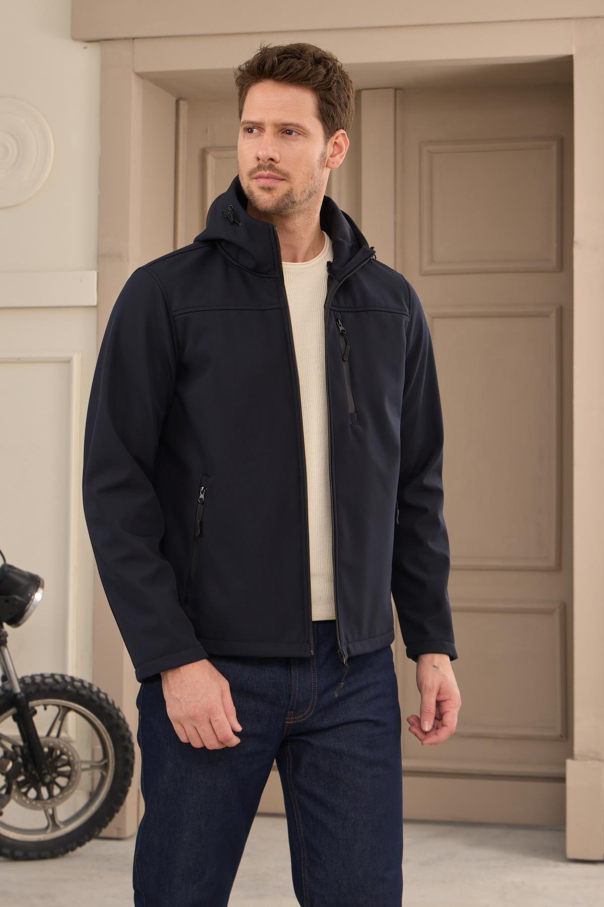 MONTDangerErkek Su Geçirmez Rüzgar Geçirmez Softshell Mont Lacivert