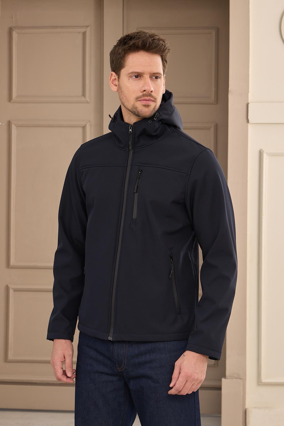 MONTDangerErkek Su Geçirmez Rüzgar Geçirmez Softshell Mont Lacivert