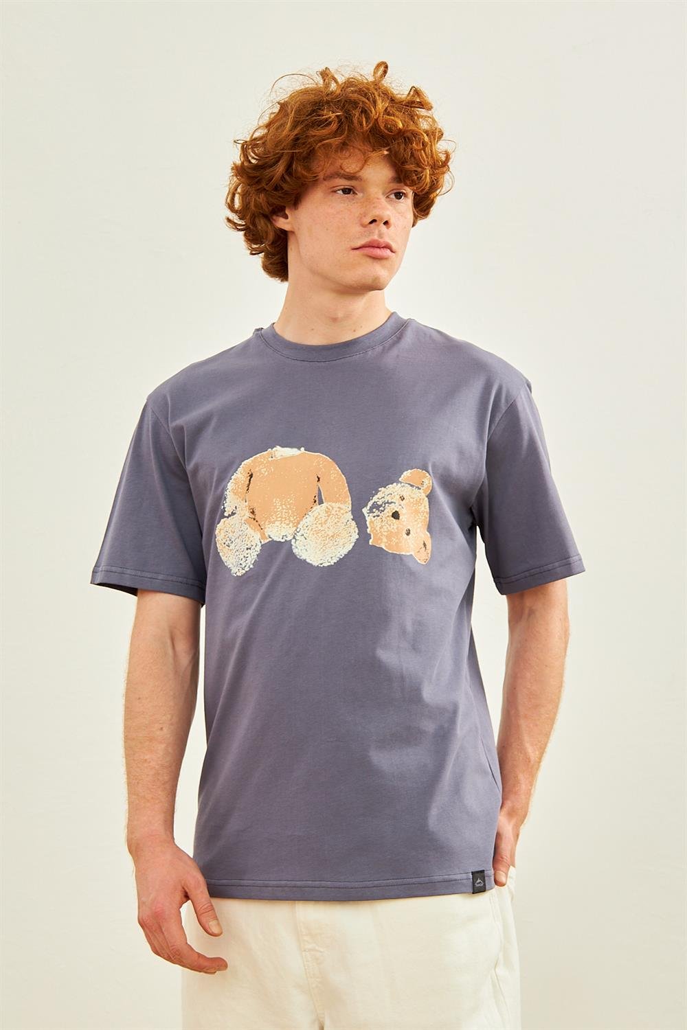 T-SHIRTDangerErkek Ayıcık Baskılı Oversize T-shirt Antrasit