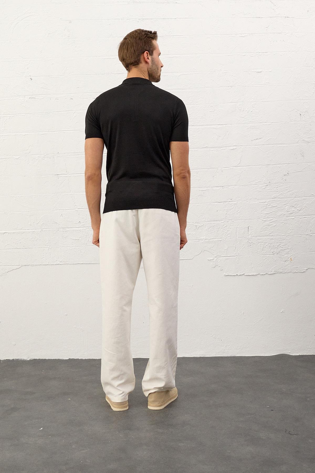 T-SHIRTDangerErkek Klasik Kalıp Polo Yaka Yazlık Triko T-shirt Siyah
