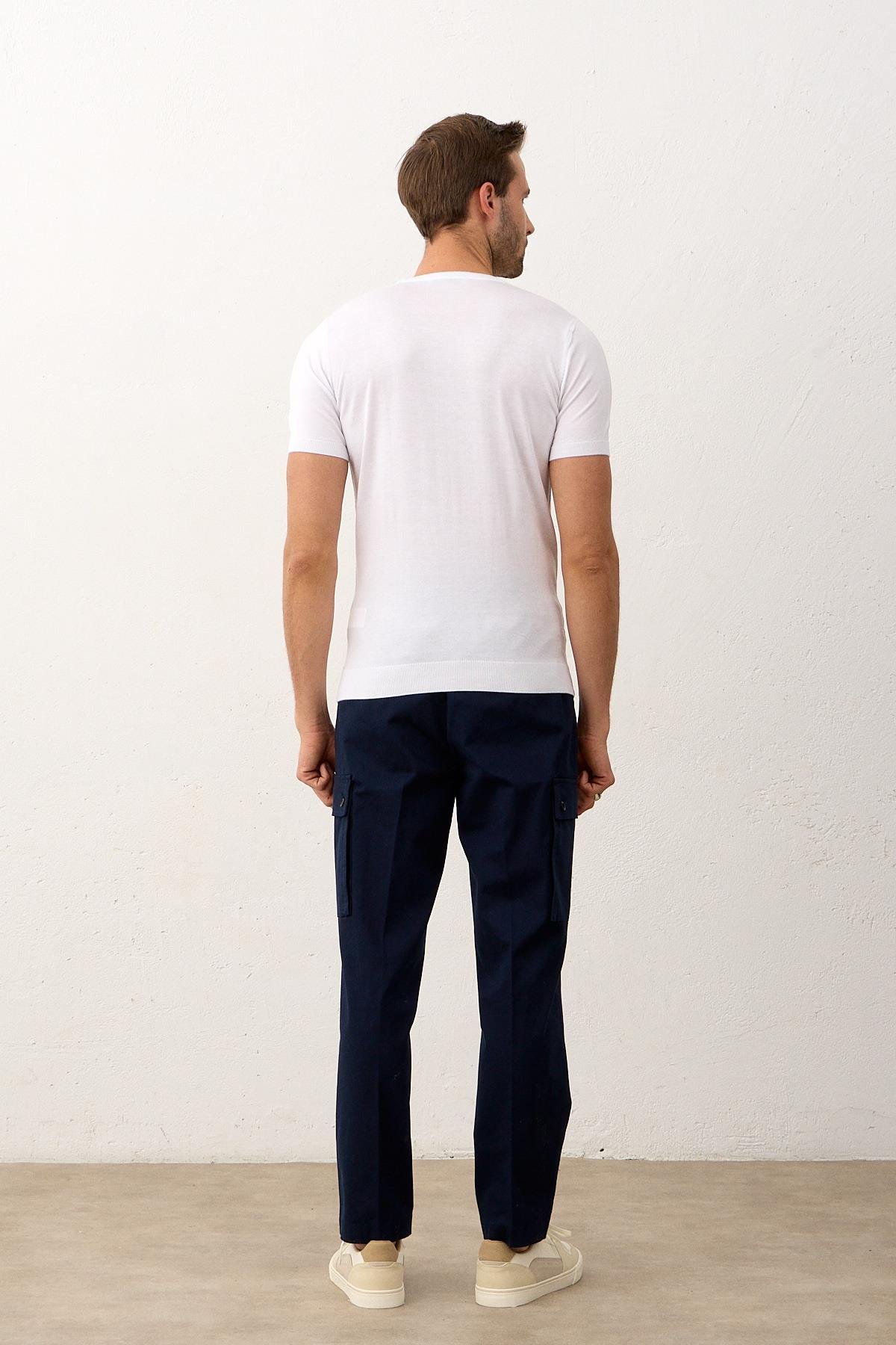 Triko T-ShirtDangerErkek Modelli Bisiklet Yaka Klasik Kalıp Yazlık Triko Tişört Beyaz