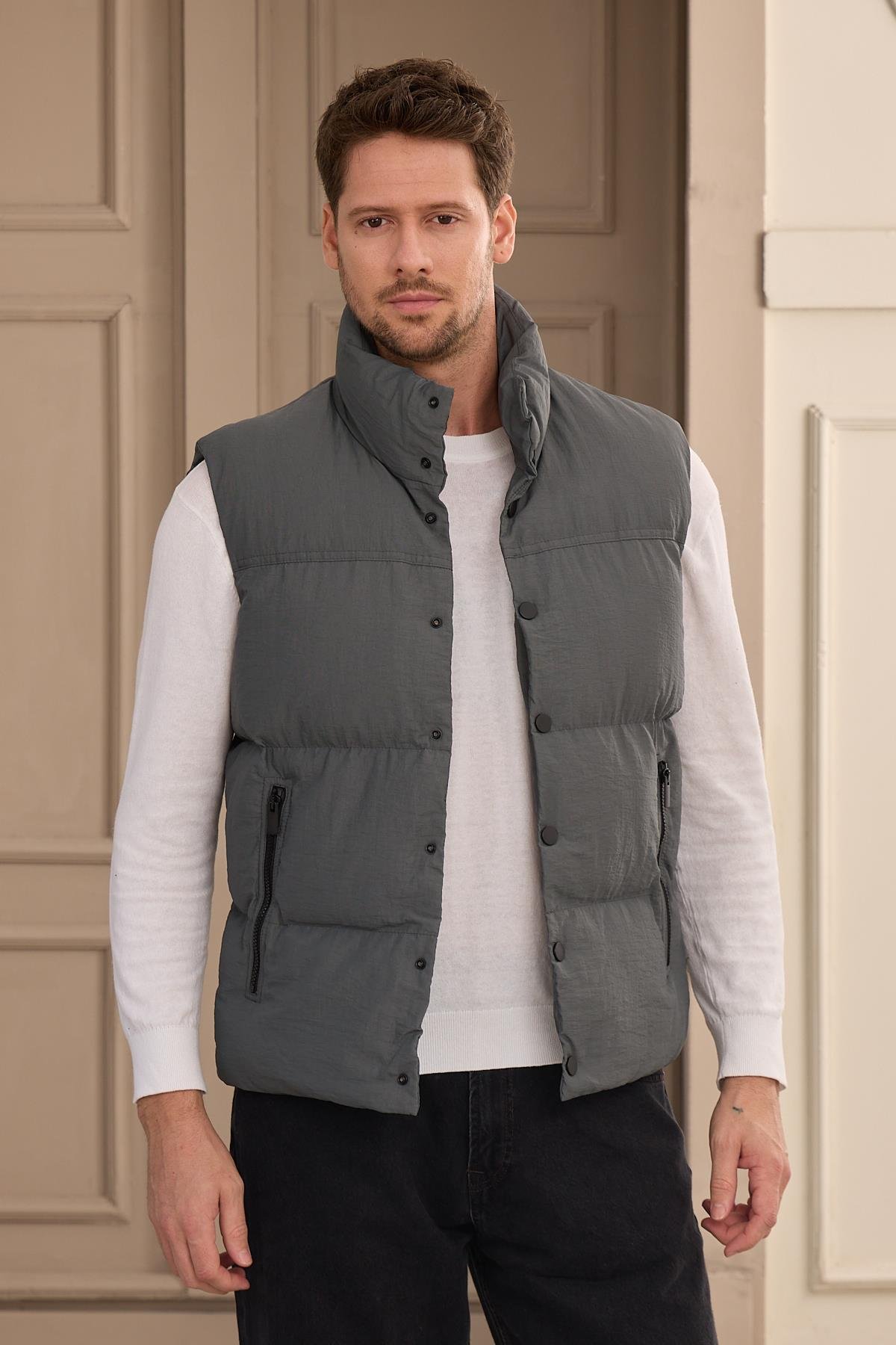 YELEKDangerUnisex Dolgulu Şişme Yelek Antrasit