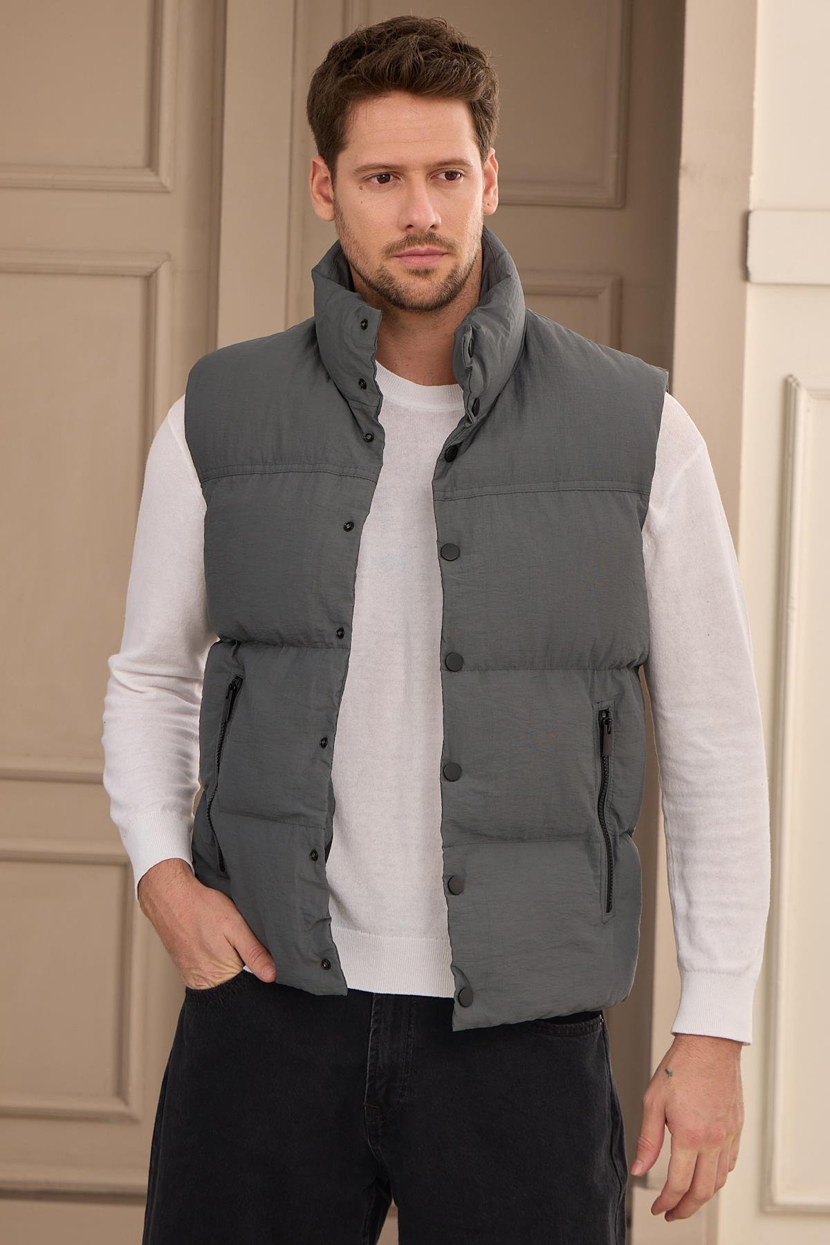 YELEKDangerUnisex Dolgulu Şişme Yelek Antrasit