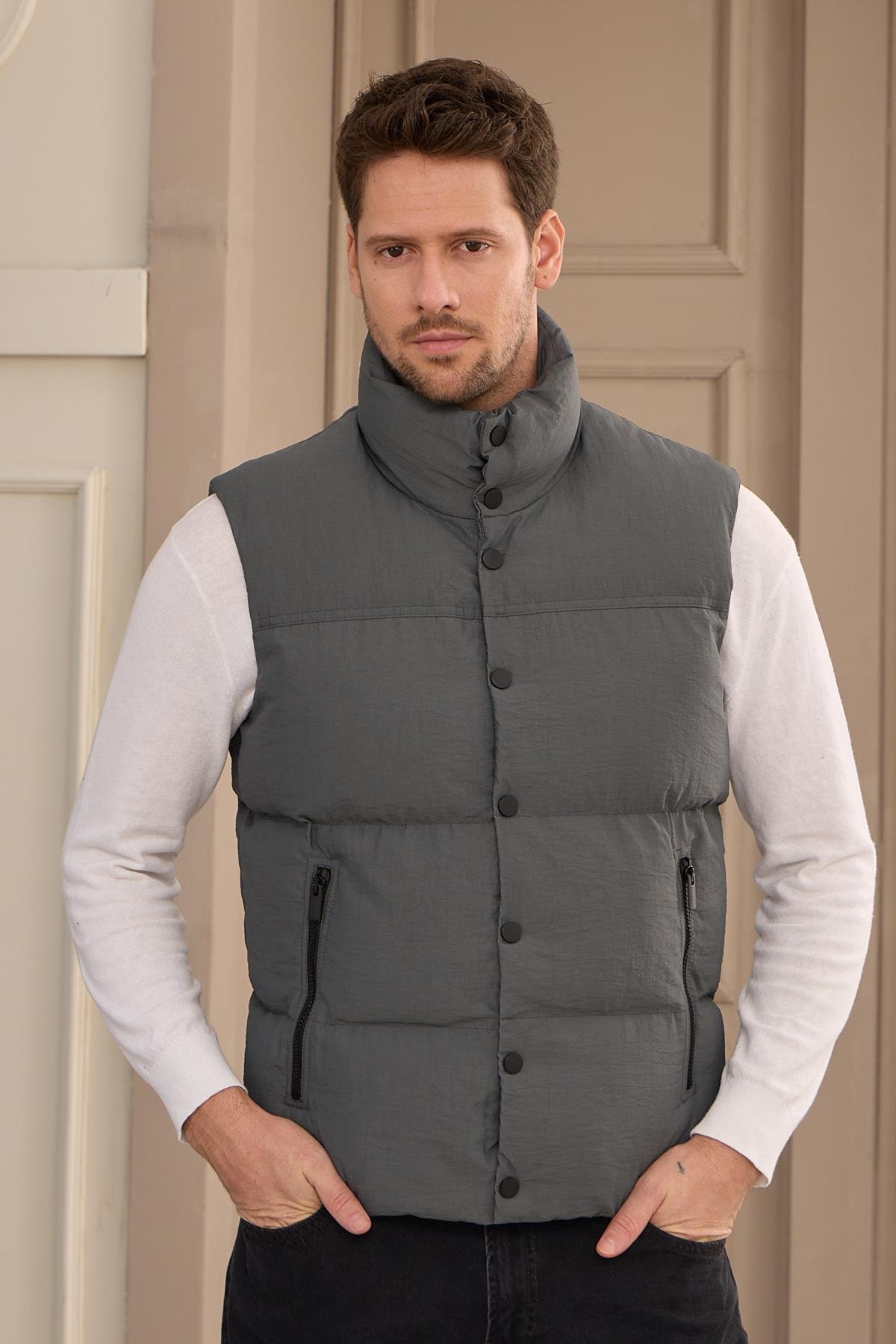 YELEKDangerUnisex Dolgulu Şişme Yelek Antrasit