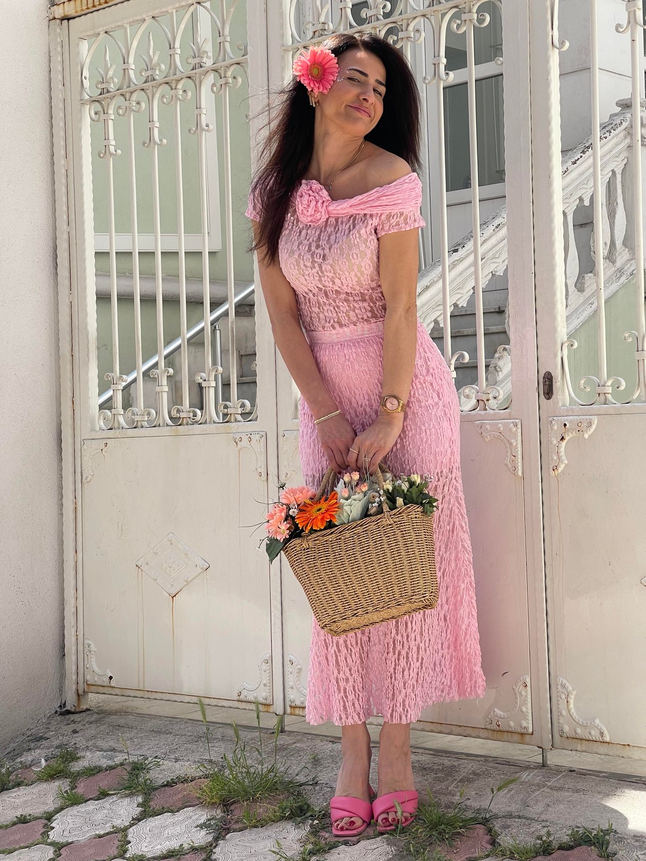 Pembe güpür takım(dar kalıp ) _ 1021