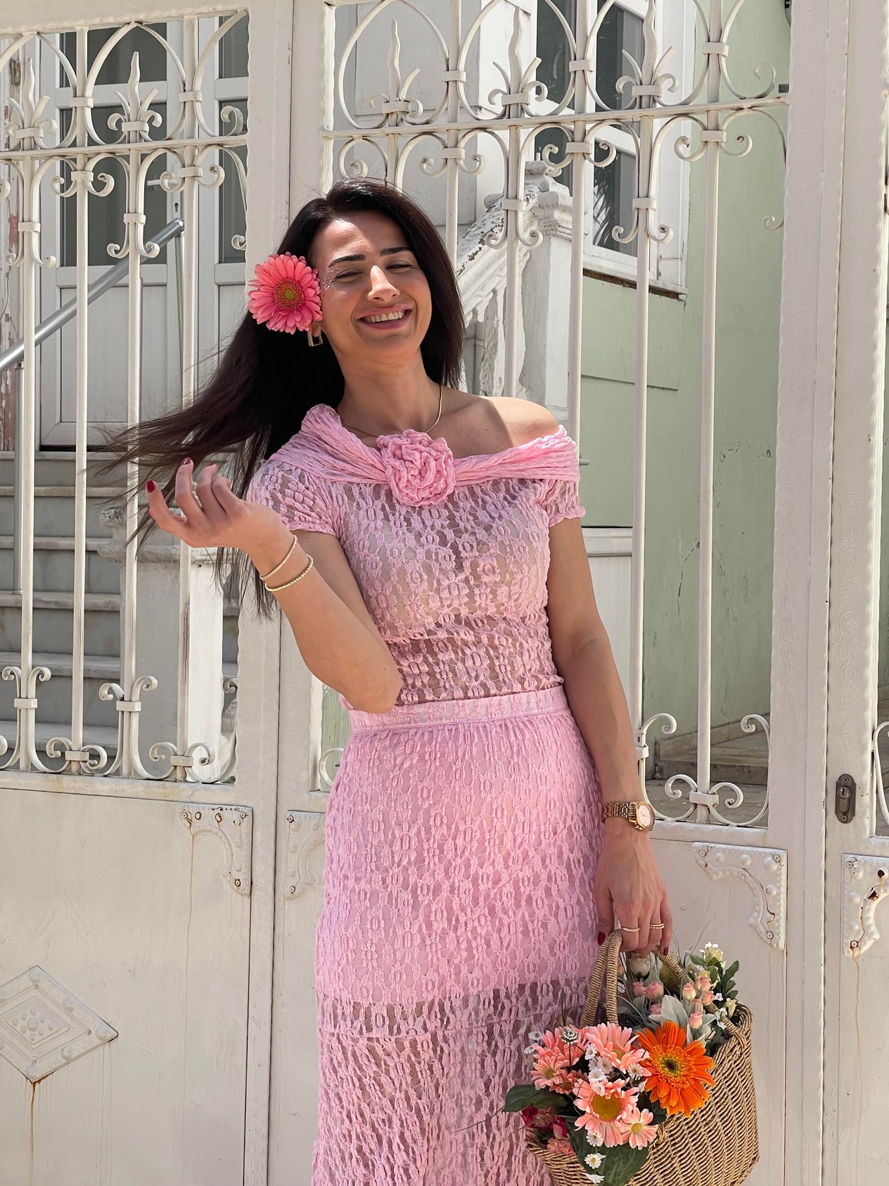 Pembe güpür takım(dar kalıp ) _ 1021